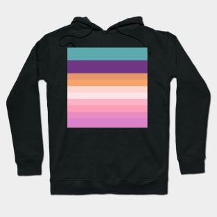 Stripes Pattern of Blue, Purple, Orange and Pink Hoodie